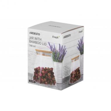 ARDESTO Банка для зберігання Fresh, конус, 740 мл, скло, бамбук