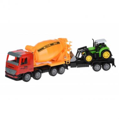 Same Toy Машинка інерційна Super Combination Бетонозмішувач (червона) із бульдозером