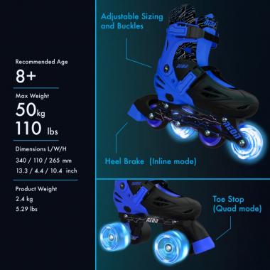 NEON COMBO SKATES (SIZE 12-2) (Blue)