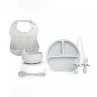 Oribel Cocoon Serveware Self-feeding & Plate Grey