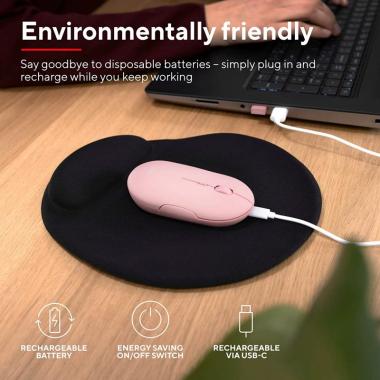 Trust Mouse Puck Rechargeable Ultra-Thin BT WL Silent Pink