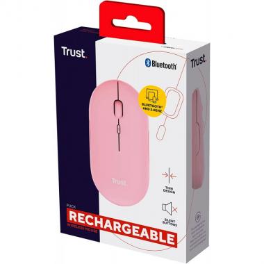Trust Mouse Puck Rechargeable Ultra-Thin BT WL Silent Pink