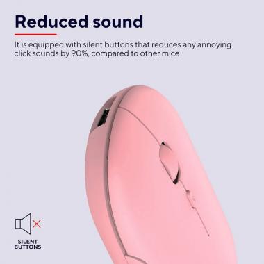 Trust Mouse Puck Rechargeable Ultra-Thin BT WL Silent Pink