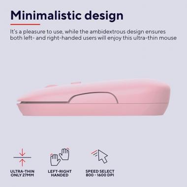 Trust Mouse Puck Rechargeable Ultra-Thin BT WL Silent Pink