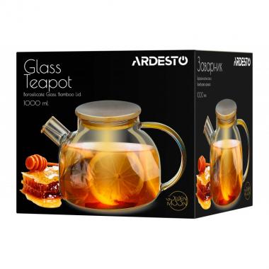 ARDESTO Tea pot Golden Moon, 1000 ml, borosilicate glass, bamboo