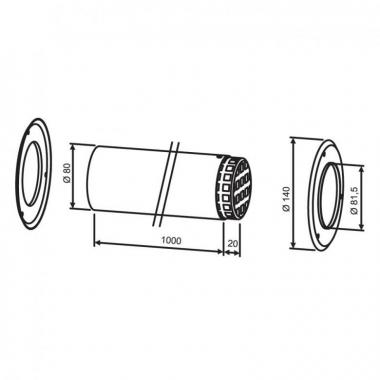 Bosch Extension AZ 413 with grid, length 1000 mm, diameter 80 mm