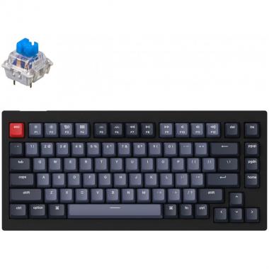 Keychron V1 ANSI 75% 84 Key Carbon Black Full Assembled Blue Switch RGB HotSwap Gateron G pro Mechanical Wired Normal Profile QMK Custom Keyboard