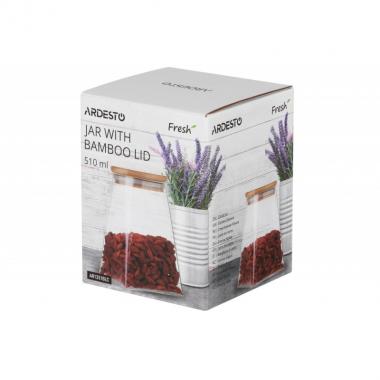 ARDESTO Банка для зберігання Fresh, конус, 510 мл, скло, бамбук