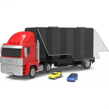 DRIVEN Pull-Back Flat Face Cab Carrier Truck w/ 2 Cars WH1124Z