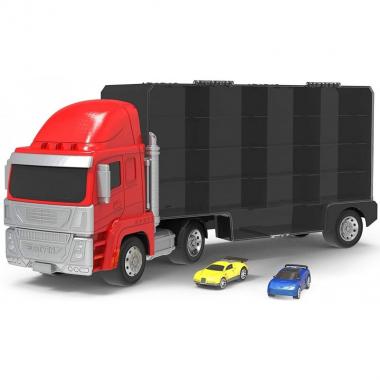 DRIVEN Pull-Back Flat Face Cab Carrier Truck w/ 2 Cars WH1124Z