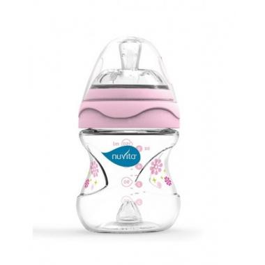 Nuvita Пляшка для годування Mimic 150мл. 0м + Антіколіковая[Feeding bottle Mimic 150ml. 0m+ Colic reduction, pink]