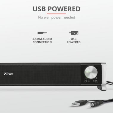 Trust Акустична система (Звукова панель) Asto for PC & TV USB Black