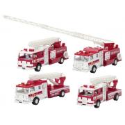 goki Metal car Fire truck Barrel with ladder (white )