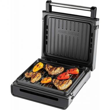 Russell Hobbs Гриль George Foreman 28000-56 Smokeless Grill, 1575 Вт, антипригарное покрытие, белый\сталь