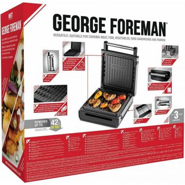 Russell Hobbs Гриль George Foreman 28000-56 Smokeless Grill, 1575 Вт, антипригарное покрытие, белый\сталь