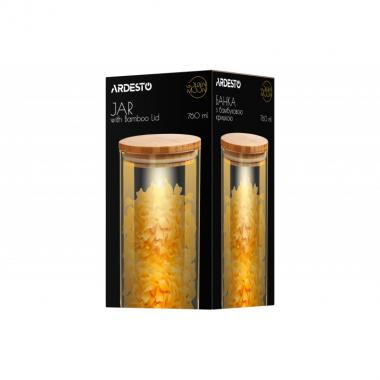 ARDESTO Банка для зберігання Golden Moon, кругла, 760 мл, скло, бамбук