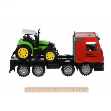 Same Toy Машинка інерційна Super Combination Тягач (червоний) з трактором і бульдозером