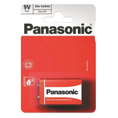 Panasonic Батарейка RED ZINK угольно-цинковая 6F22( 6R61, 1604) блистер, 1 шт.