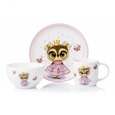 ARDESTO Набір дитячого посуду Princess owl 3 пр., порцеляна