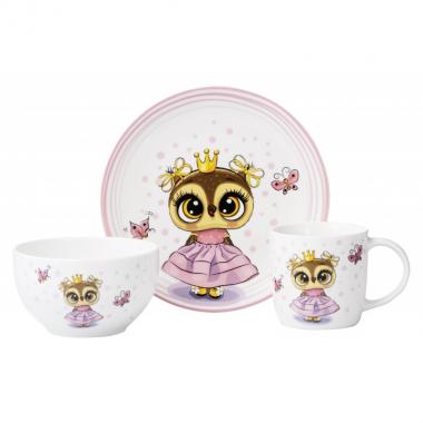 ARDESTO Набір дитячого посуду Princess owl 3 пр., порцеляна