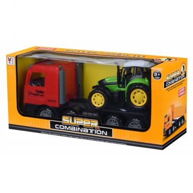 Same Toy Машинка інерційна Super Combination Тягач (червоний) з трактором