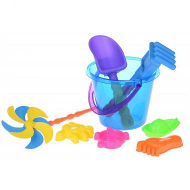 Same Toy Набор для игры с песком с Воздушной вертушкой (синее ведро) (8 шт.)