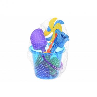 Same Toy Набор для игры с песком с Воздушной вертушкой (синее ведро) (8 шт.)