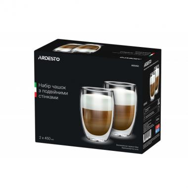 ARDESTO Cup set, double walled, 450 ml, H 14.5 cm, 2 pcs, borosilicate glass