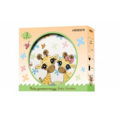 ARDESTO Set of children's dishes Baby giraffes, 3 pcs., new bone china