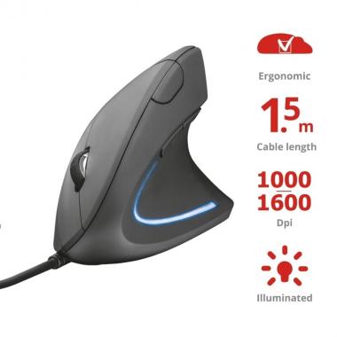 Trust Миша ERGONOMIC USB BLACK