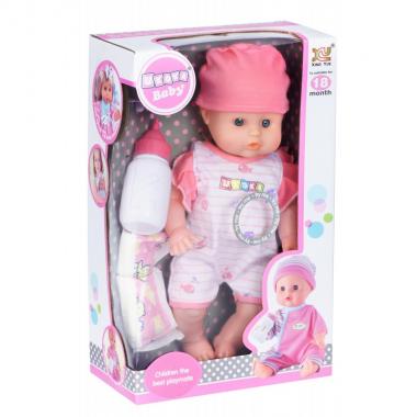 Same Toy Baby doll in white clothes with accessories and sound (35 cm)