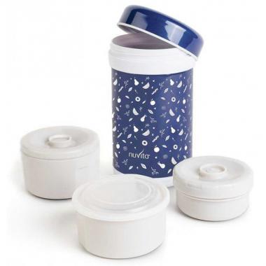 Nuvita Stainless steel thermal food container (1200ml, 3 containers, with pattern)