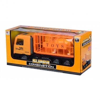 Same Toy Inertial toy car Super Combination Truck (yellow) for animal transportation