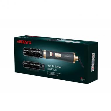 ARDESTO Фен-щетка HD-C100/ 1000 Вт/2 темп. режима/холодный обдув/вращение в обе стороны/2 керам. насадки/черный