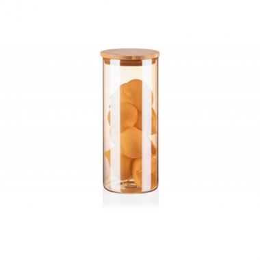 ARDESTO Банка для зберігання Golden Moon, кругла, 1000 мл, скло, бамбук
