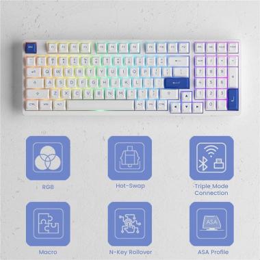 Akko Клавіатура 3098N Blue&white TTC Honey Switch RGB