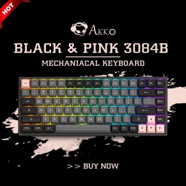 Akko Клавіатура 3084B Plus Black&Pink Jelly Pink Switches RGB