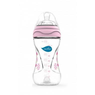 Nuvita Пляшка для годування Mimic 250мл. 3м + Антіколіковая[Feeding bottle Mimic 250ml. 3m+ Colic reduction, pink]