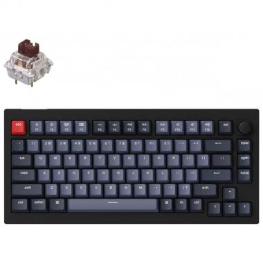 Keychron Клавиатура V1 84 Key QMK Gateron G PRO Brown Hot-Swap RGB Knob Carbon Black