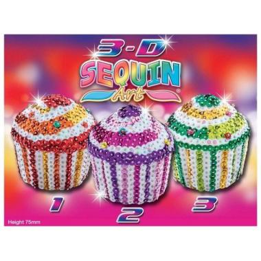 Sequin Art Craft kit - 3D TRIO Cupcakes