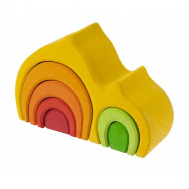 nic Wooden blocks - Gable house (yellow)