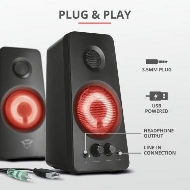 Trust Акустична система (Колонки) 2.0 GXT 608 Tytan Illuminated Speaker Set BLACK