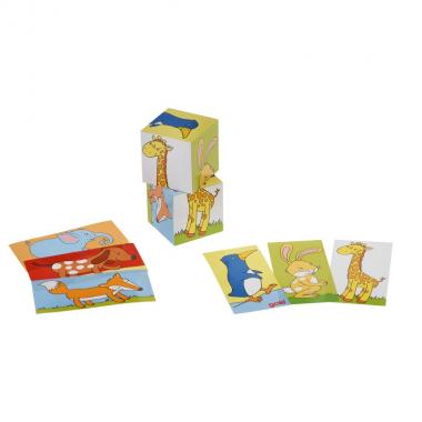 goki Wooden cube puzzle - Animals