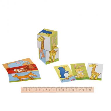 goki Wooden cube puzzle - Animals