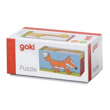 goki Wooden cube puzzle - Animals