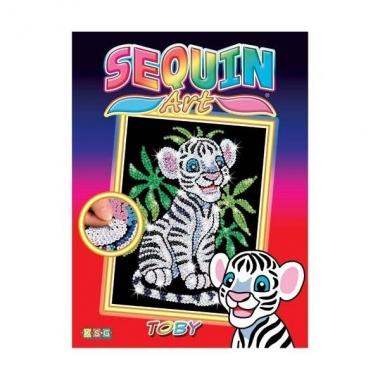 Sequin Art Craft set RED - Toby the White Tiger Cub