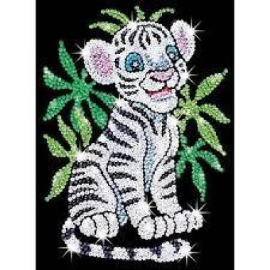 Sequin Art Craft set RED - Toby the White Tiger Cub