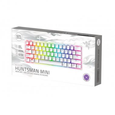 Razer Клавиатура Huntsman Mini Mercury Ed. RGB 61key Purple Switch USB EN White