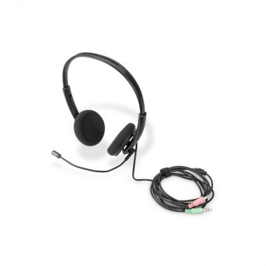 Digitus Stereo Office Headset, On Ear, noise reduction cable 1.95 m, control unitl,2x3,5mm stereo jacks
