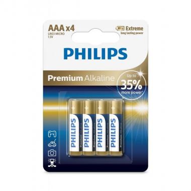 Philips Батарейка Premium Alkaline лужна AAA блістер, 4 шт